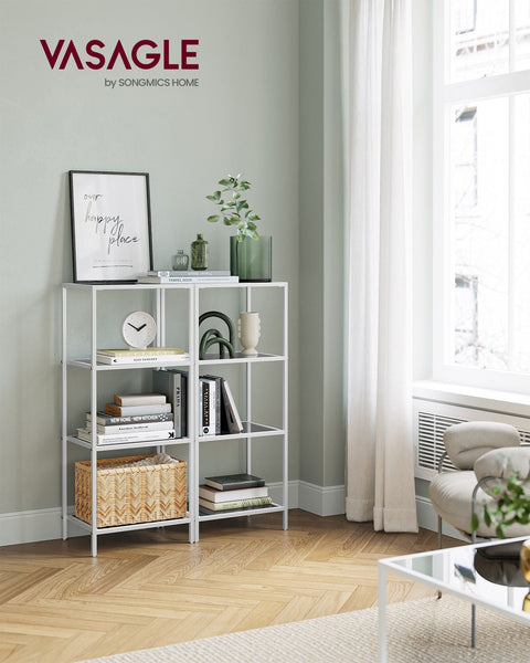 Rootz Metal and Glass Shelf - Display Stand - Storage Rack - Sleek Design - Sturdy Construction - Easy Assembly - 30cm x 40cm x 95cm