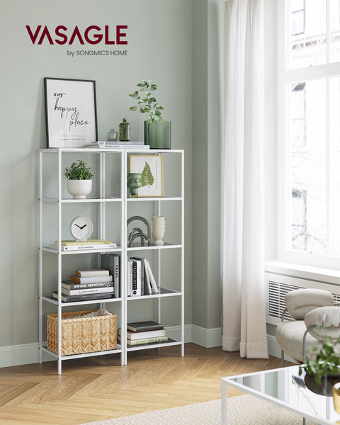 Rootz 3 Tier Metal and Glass Shelving Unit - Storage Rack - Display Stand - Sleek Design - Easy Assembly - Versatile Use - 30cm x 40cm x 124.5cm