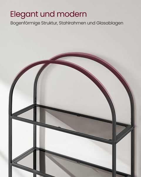 Rootz 4 Tier Black-Gray Shelf - Tempered Glass Steel Storage Rack - Organizer Stand - Heavy Duty - 30.2cm x 83cm x 183.5cm