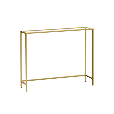 Rootz Glass Steel Console Table - Light Gold Transparent - Entryway Table - Sofa Table - Tempered Glass - Sturdy Steel Frame - Modern Design - 20cm x 100cm x 80cm