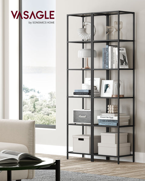 Rootz Metal Glass Shelf - Display Stand - Storage Rack - Sleek Design - Durable Material - Easy Assembly - 30cm x 40cm x 177.3cm