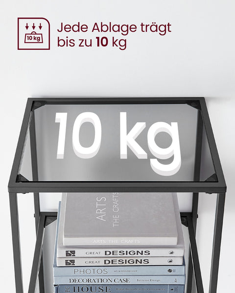 Rootz 6 Tier Shelf - Black-Gray Tempered Glass - Metal Glass - Heavy-Duty - 30cm x 40cm x 177.3cm - Weight Capacity 60kg