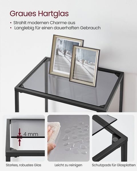Rootz 6 Tier Shelf - Black-Gray Tempered Glass - Metal Glass - Heavy-Duty - 30cm x 40cm x 177.3cm - Weight Capacity 60kg