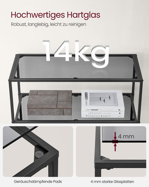 Rootz 3 Tier Metal and Glass Shelf - Bookcase - Storage Rack - Slate Gray-Ink Black - Stylish Design - Sturdy Construction - Easy Assembly - 30cm x 80cm x 177.3cm