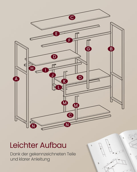 Rootz Glass Bookcase - Shelf Organizer - Display Stand - Tempered Glass - Steel Frame - 30cm x 100cm x 103cm - Transparent Pale Gold