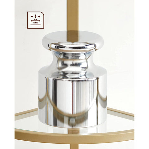 Rootz Corner Shelf - 5 Level Display Rack - Gold Glass Storage - Space-Saving Design - 28 x 28 x 158 cm