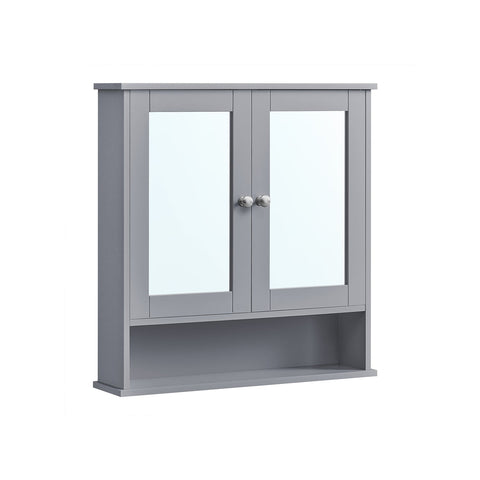 Rootz Wall-Mounted Mirror Cabinet - Grey - MDF Storage - Space-saving - 13 x 56.5 x 58.5 cm