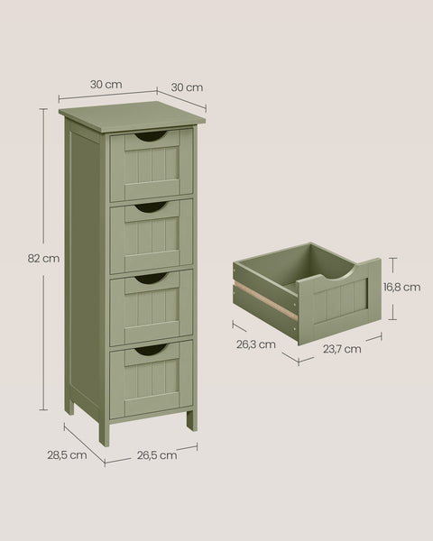Rootz Bathroom Cabinet - Storage Unit - Organizer - Space-Saving - 30cm x 30cm x 82cm - Green