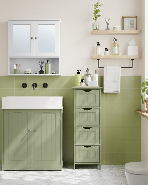 Rootz Bathroom Cabinet - Storage Unit - Organizer - Space-Saving - 30cm x 30cm x 82cm - Green