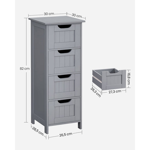 Rootz Bathroom Furniture - Storage Cabinet - Organizer - MDF Board - 30cm x 30cm x 82cm - Mystic Gray - Mounting Kit - Anti-Tip Device - 90kg Top Load Capacity