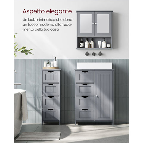 Rootz Bathroom Furniture - Storage Cabinet - Organizer - MDF Board - 30cm x 30cm x 82cm - Mystic Gray - Mounting Kit - Anti-Tip Device - 90kg Top Load Capacity