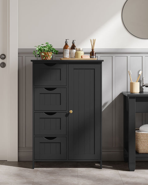 Rootz Bathroom Cabinet - Storage Unit - Organizer - Enhances Space - MDF - Black - 30 x 55 x 82cm