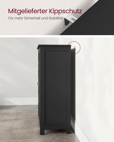 Rootz Bathroom Cabinet - Storage Unit - Organizer - Enhances Space - MDF - Black - 30 x 55 x 82cm