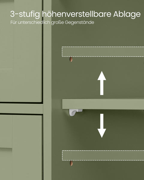 Rootz Bathroom Cabinet - Storage Unit - Drawer Chest -  Green  - MDF - 30cm x 55cm x 82cm