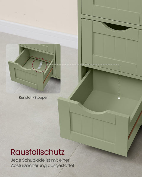 Rootz Bathroom Cabinet - Storage Unit - Drawer Chest -  Green  - MDF - 30cm x 55cm x 82cm
