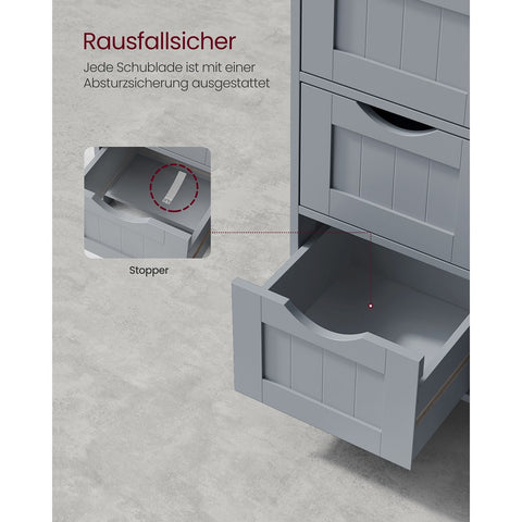 Rootz Bathroom Cabinet with 4 Drawers - Storage Unit - Organizer - MDF Mystical Grey - 30 x 55 x 82 cm