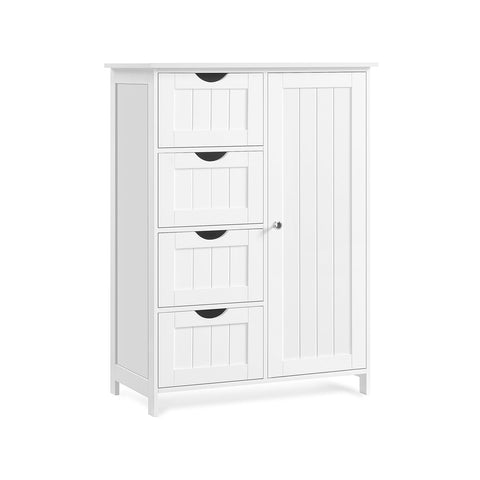 Rootz Narrow Bathroom Cabinet - Slim Storage Unit - White Organizer - Space-Saving - 35cm x 65cm x 90cm