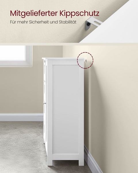 Rootz Narrow Bathroom Cabinet - Slim Storage Unit - White Organizer - Space-Saving - 35cm x 65cm x 90cm