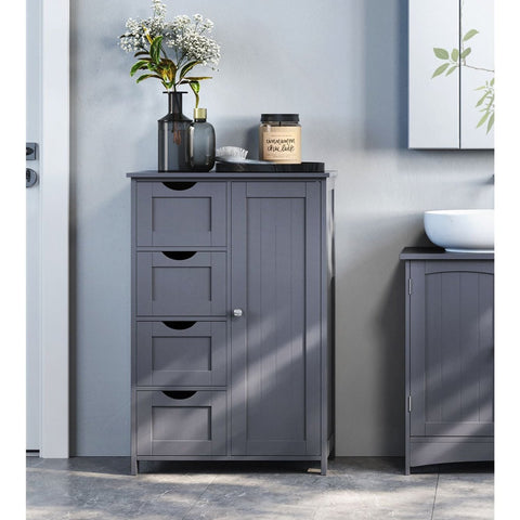 Rootz Dark Gray Bathroom Cabinet - Storage Organizer - MDF Furniture - Spacious Drawers - Adjustable Shelf - 30cm x 55cm x 82cm