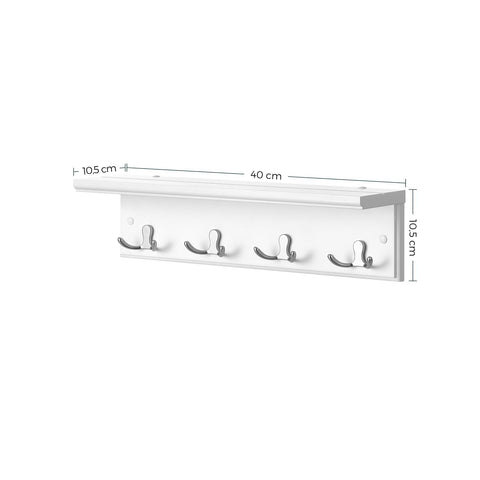 Rootz Wall Coat Rack - Entryway Organizer - Hallway Storage - 8 Hanging Options - 40cm x 10.5cm x 10.5cm