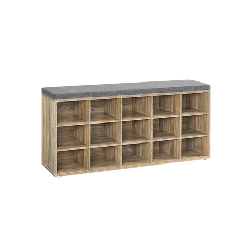 Rootz Shoe Bench with Storage - Entryway Organizer - Shoe Rack - Chipboard Construction - Foam Cushion - 30cm x 105cm x 48cm