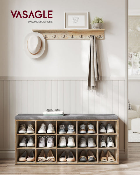 Rootz Shoe Bench with Storage - Entryway Organizer - Shoe Rack - Chipboard Construction - Foam Cushion - 30cm x 105cm x 48cm