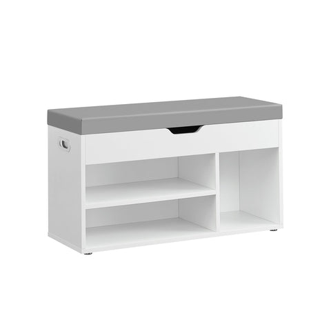 Rootz Shoe Bench - Shoe Organizer - Shoe Storage Rack - Chipboard Construction - 30cm x 80cm x 44cm - Cloud White - 150kg Capacity