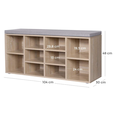 Rootz Shoe Bench - Shoe Rack - Shoe Organizer - Space Saving - Storage Solution - Versatile Design - 104cm x 30cm x 48cm