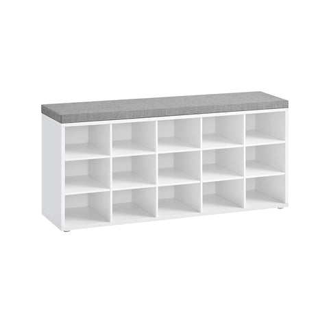 Rootz Shoe Bench Organizer - Entryway Storage Bench - Shoe Rack - Chipboard Foam - White-Gray - 105cm x 30cm x 48cm - 200kg Max Load Capacity