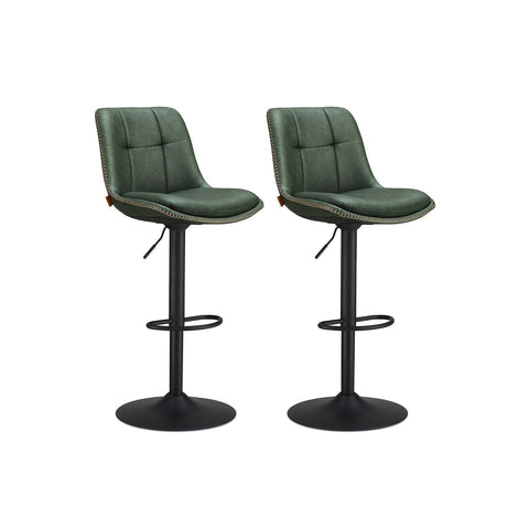 Rootz 2 Piece Set Bar Stools - Bar Chairs - High Stools - Backrest Support - Forest Green - 44 x 48 x (90-112) cm