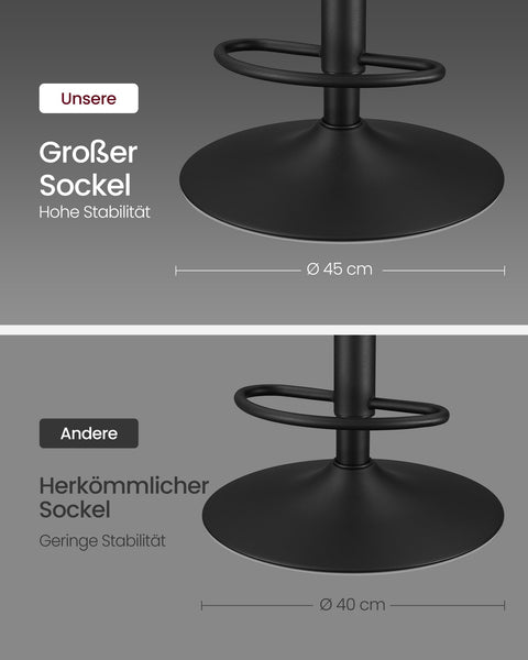 Rootz 2 Piece Set Bar Stool - Counter Height Chairs - Footrest - Dove Gray - PU - Chrome-Plated Steel - Foam Padding - 44cm x 48cm x (90-112cm)