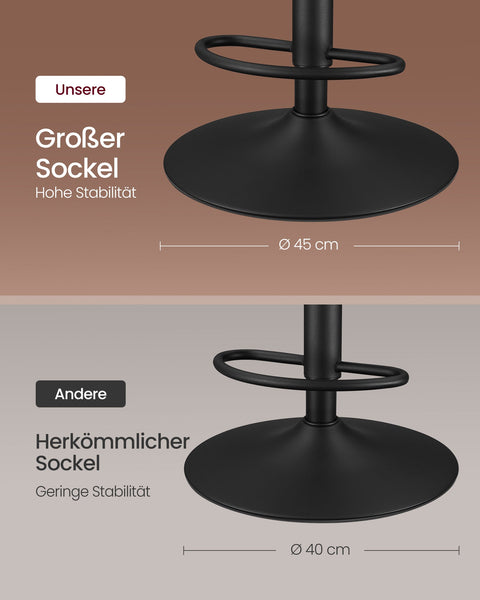 Rootz 2 Piece Set Bar Chairs - Kitchen Stools - Counter Height Chairs - PU Material - Chrome-Plated Steel - Foam Padding - 44cm x 48cm x (90-112)cm - Caramel Brown - 120kg Max Load Capacity