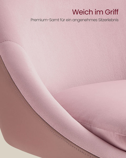 Rootz 2-Piece Set Bar Stools - Counter Stools - Height-Adjustable - Velvet - PU Leather - Metal Frame - Pastel Pink-Silver Gray - 52.5cm x 50cm x (97.5-108.5cm)