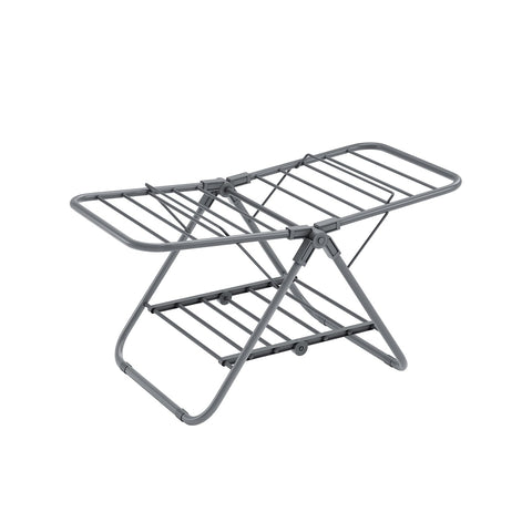 Rootz Dove Gray Steel and PP Plastic Washing Rack - Laundry Stand - Clothes Drying Rack - Compact Design - Lightweight - Easy Assembly - 44cm x 101cm x 54cm (D x W x H)
