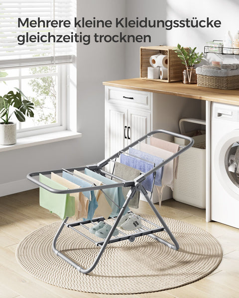 Rootz Dove Gray Steel and PP Plastic Washing Rack - Laundry Stand - Clothes Drying Rack - Compact Design - Lightweight - Easy Assembly - 44cm x 101cm x 54cm (D x W x H)