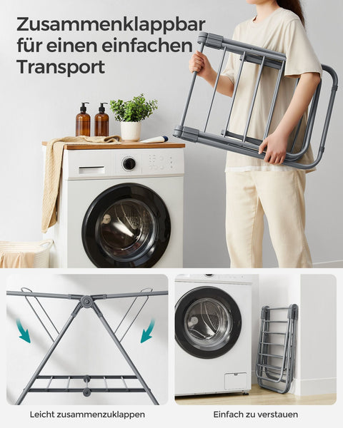 Rootz Drying Rack with 2 Wings - Laundry Stand - Clothes Airer - Space-saving Design - 44cm x 101cm x 54cm