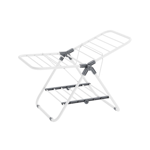 Rootz Portable Washing Rack - Laundry Stand - Clothes Drying Rack - Steel Frame - PP Plastic - Compact Design - Easy Assembly - Lightweight - Cloud White - 44cm x 101cm x 54cm (Unfolded) - 44cm x 60cm x 7.5cm (Folded)