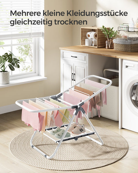 Rootz Portable Washing Rack - Laundry Stand - Clothes Drying Rack - Steel Frame - PP Plastic - Compact Design - Easy Assembly - Lightweight - Cloud White - 44cm x 101cm x 54cm (Unfolded) - 44cm x 60cm x 7.5cm (Folded)