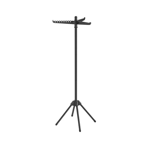 Rootz Portable Black Washing Rack - Laundry Stand - Clothes Drying Rack - Stainless Steel - Plastic - Lightweight - Compact Design - Easy Assembly - 65cm x 65cm x 150cm (Unfolded) - 5.5cm x 5.5cm x 182.5cm (Folded)