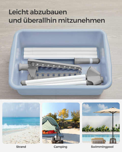 Rootz Portable Gray-White Washing Rack - Laundry Stand - Clothes Drying Rack - Stainless Steel - Plastic - Lightweight - Compact - Easy to Fold - 65cm x 65cm x 150cm (Unfolded) - 5.5cm x 5.5cm x 182.5cm (Folded)