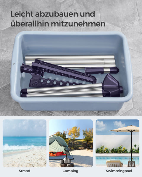 Rootz Portable Blue-Silver Washing Rack - Stainless Steel Stand - Plastic Foldable Stand - Lightweight - Compact - Easy Assembly - 65cm x 65cm x 150cm (Unfolded) - 5.5cm x 5.5cm x 182.5cm (Folded)