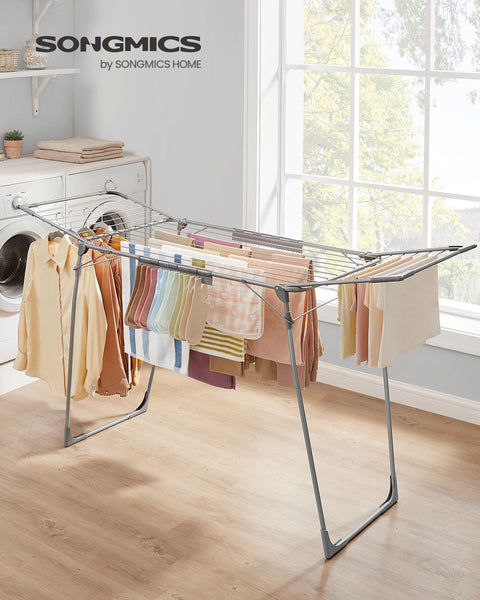 Rootz Gray Steel Camping Washing Rack - Laundry Stand - Drying Rack - Steel Frame - PP Plastic - Foldable Design - Lightweight - Easy Assembly - 56.5cm x 173cm x 96.5cm