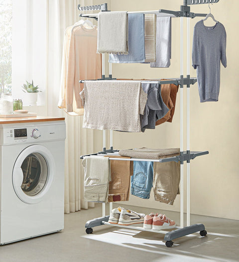Rootz Drying Rack - Laundry Stand - Clothes Airer - Foldable Design - 64cm x 126cm x 172cm Unfolded