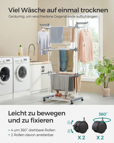 Rootz Drying Rack - Laundry Stand - Clothes Airer - Foldable Design - 64cm x 126cm x 172cm Unfolded