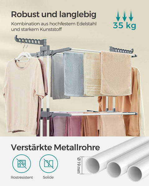 Rootz Drying Rack - Laundry Stand - Clothes Airer - Foldable Design - 64cm x 126cm x 172cm Unfolded