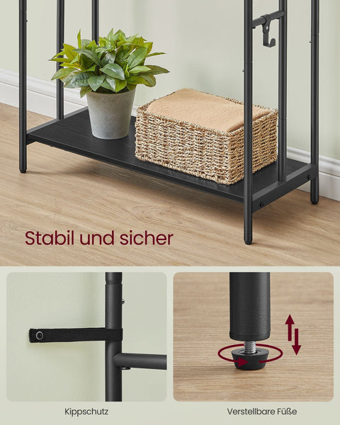 Rootz Towel Rack with 3 Bars - Bathroom Organizer - Towel Holder - Metal and Chipboard - 70cm x 30cm x 100cm - Ink Black-Ebony Black
