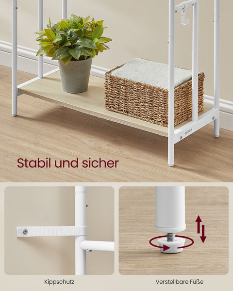 Rootz Towel Holder with 3 Bars - Cloud White Natural Beige - Metal Chipboard - 70cm x 30cm x 100cm - Heavy Duty - Storage Organizer