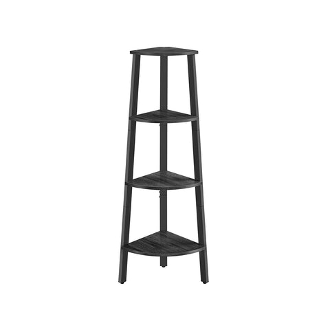 Rootz Corner Shelf 4-Level - Storage Unit - Display Rack- Grey - Space Saving - 33.4cm x 33.4cm x 125cm
