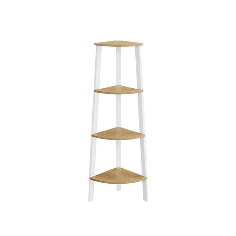Rootz Corner Shelf - Corner Bookcase - 4 Level Display Stand - Sturdy Design - 33.4cm x 33.4cm x 125cm