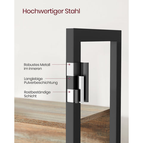Rootz Bookshelf with Blue Grain-Black Oak Finish - Chipboard Steel - Large Storage Unit - Sturdy Construction - Easy Assembly - 24cm x 158cm x 166cm